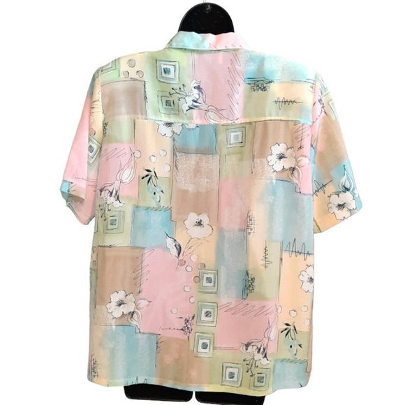 Donnkenny Women Large Floral Button Up Blouse Top - Picture 3 of 5